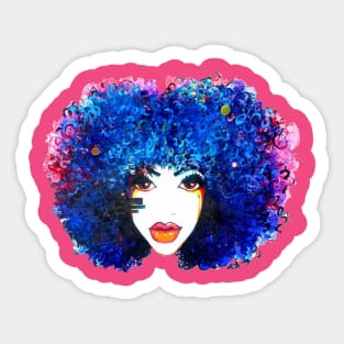 Afro Blue Women Natural Curly Hair Sticker